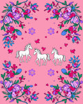 Whimsical horses with floral accent pattern Rug