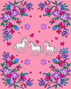 Whimsical horses with floral accent pattern Rug