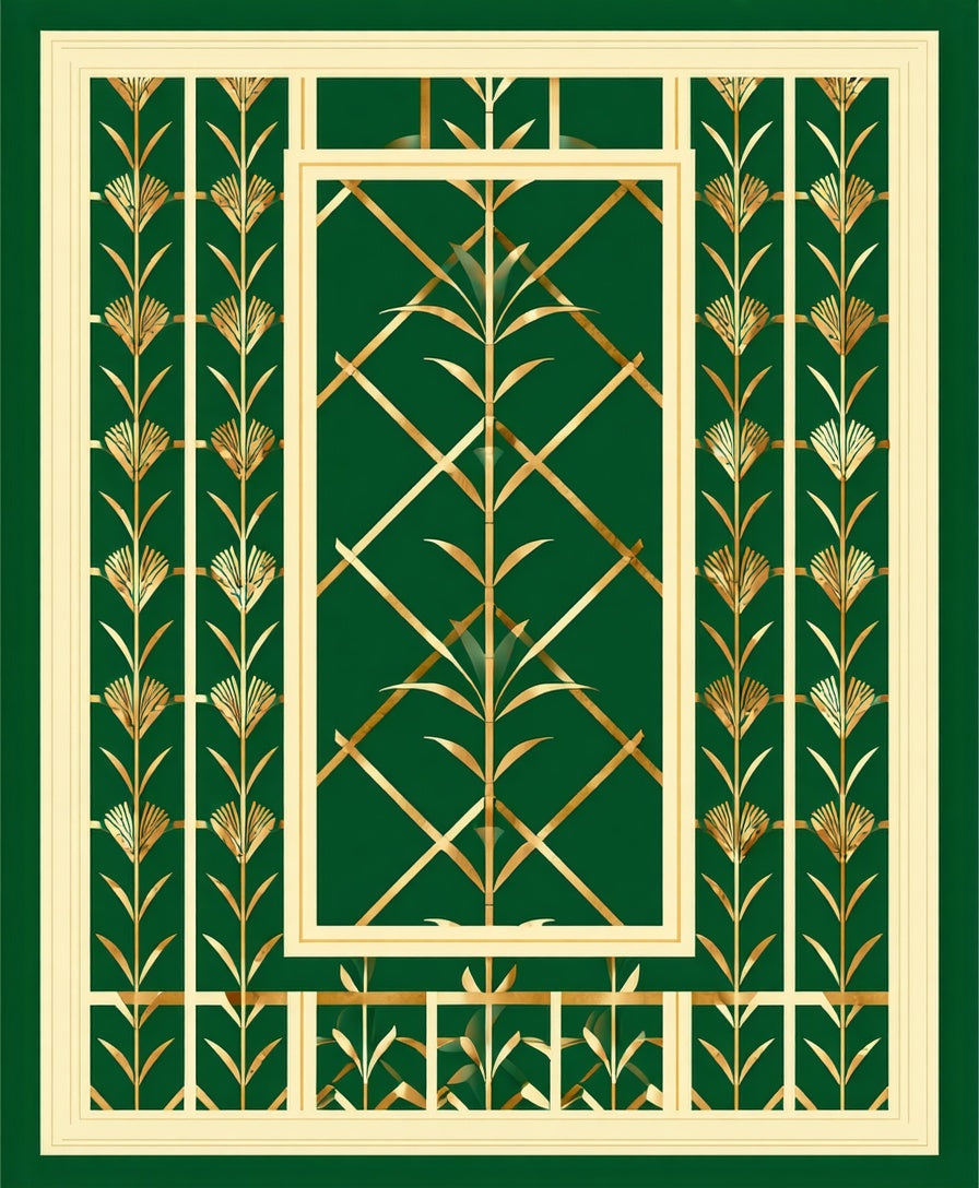 Emerald Gold Floral Geometric Rug