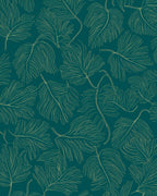 Tropical Leaf Outline Teal Rug