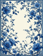 Blue Floral Vine Pattern Rug