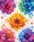 Vibrant Floral Pattern with Splashes Rug