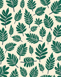 Deep Green Leaf Pattern Style Rug