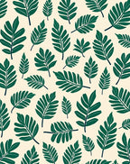 Deep Green Leaf Pattern Style Rug
