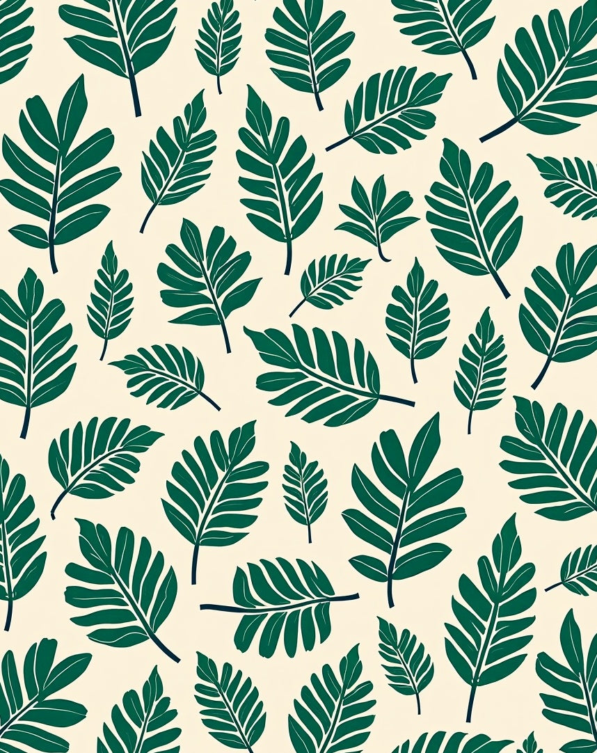 Deep Green Leaf Pattern Style Rug