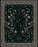 Dark Floral Vine Scroll Rug