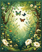 Whimsical Forest Butterfly Garden Design Rug