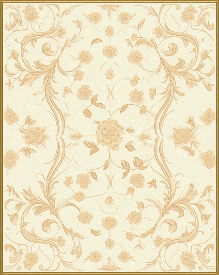 Elegant Floral Scrollwork Cream Rug