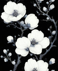 Monochrome Floral Branches Pattern Rug