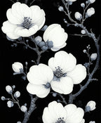 Monochrome Floral Branches Pattern Rug