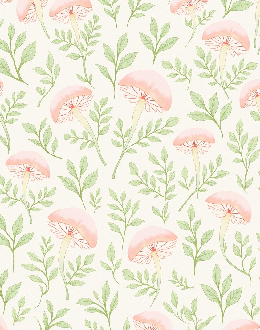 Pink Mushroom Leaf Pattern Rug