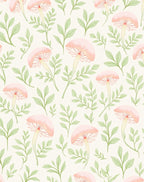 Pink Mushroom Leaf Pattern Rug