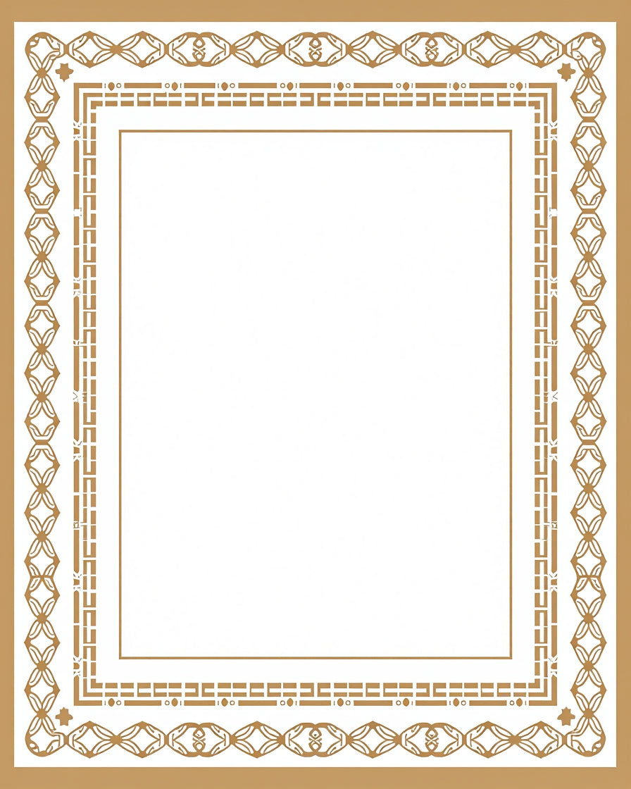 Elegant Gold Interlocking Square Frame Design Rug