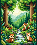 Whimsical Forest Woodland Fox Scene Rug