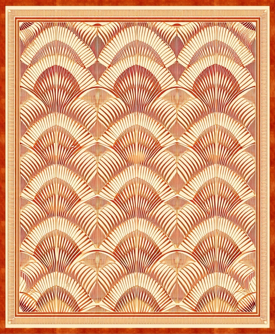 Gilded Fan Pattern Contemporary Rug