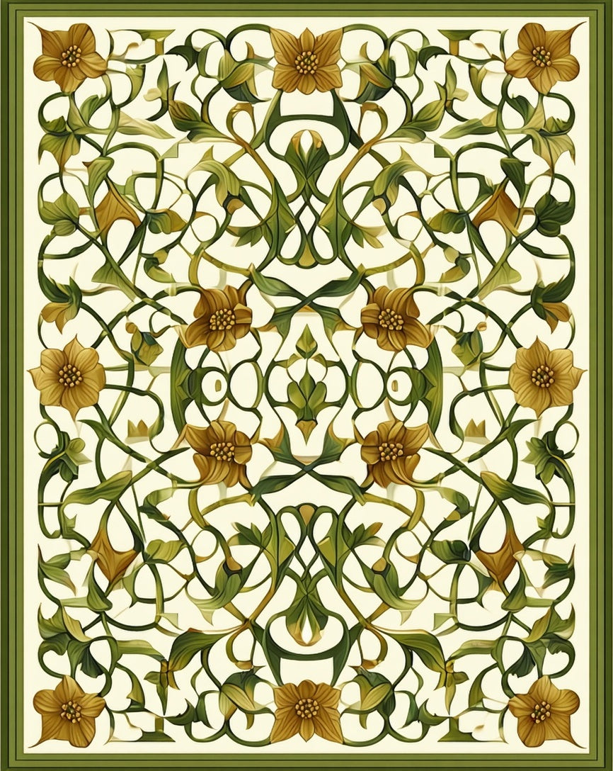 Art Nouveau Floral Vines Pattern Rug