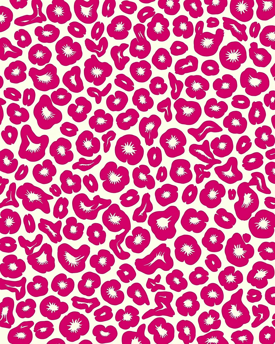 Bold Pink Flower Animal Print Rug