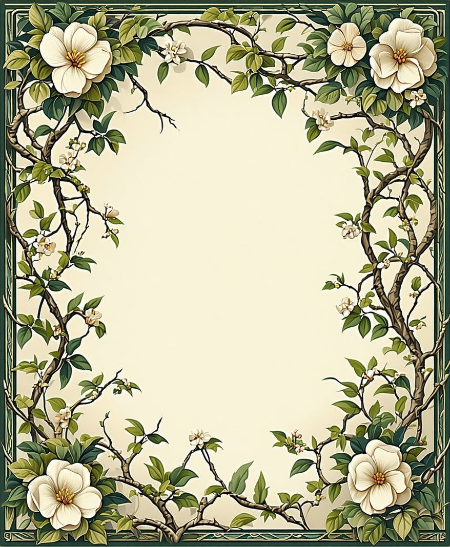 Elegant Floral Vine Border Design Rug