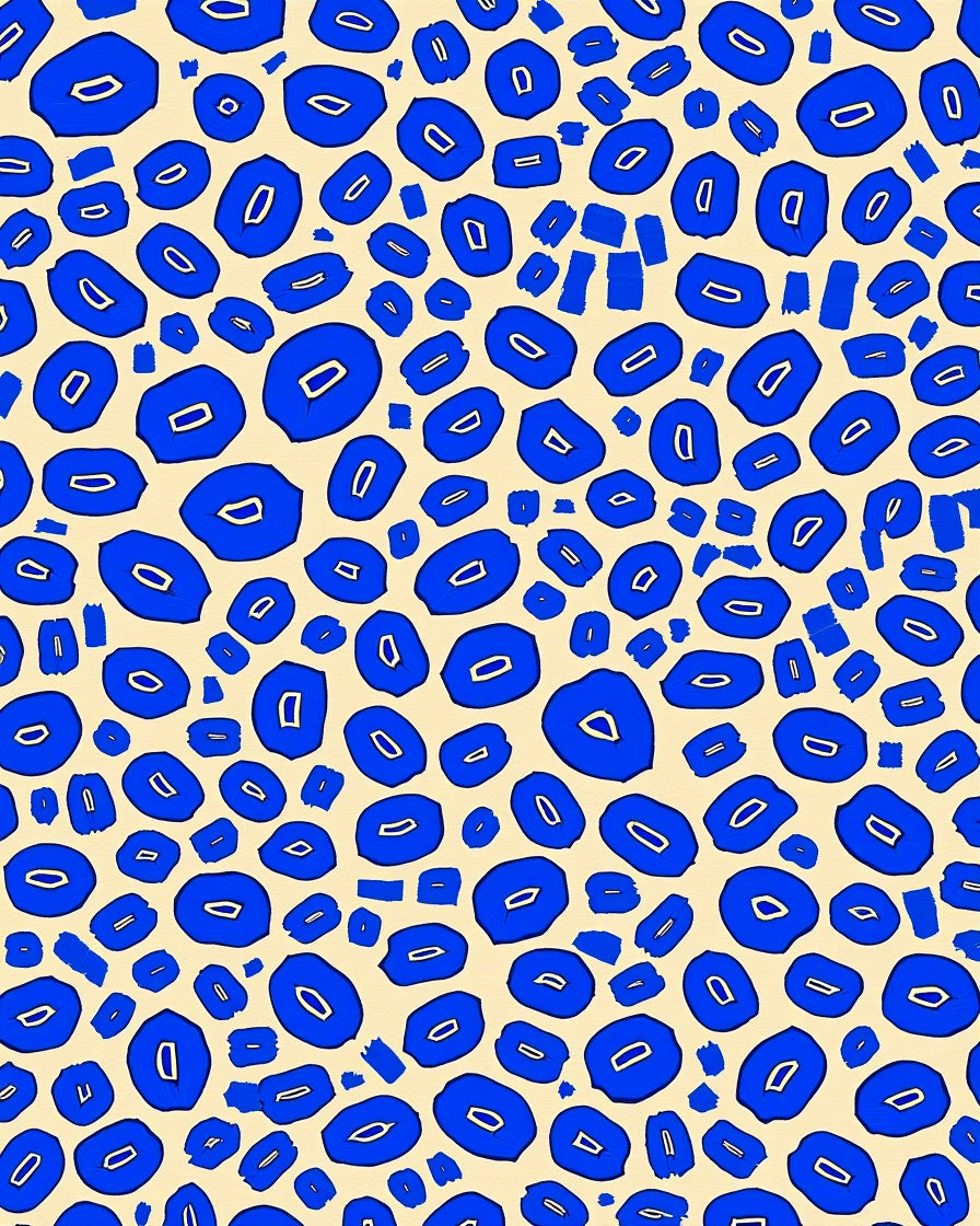 Abstract Blue Organic Shape Design Rug