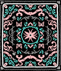 Pink Teal Floral Whimsical Pattern Rug