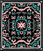 Pink Teal Floral Whimsical Pattern Rug