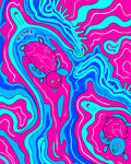 Whimsical Pink Blue Turtle Swirl Rug