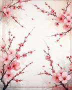 Cherry Blossom Branches watercolor design Rug