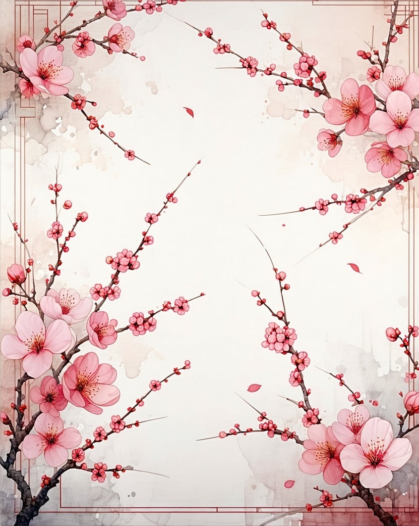 Cherry Blossom Branches watercolor design Rug