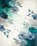Delicate Blue Floral Watercolor Design Rug