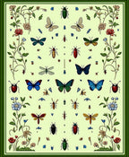 Botanical Insects Butterflies Pattern Rug