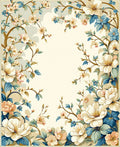 Floral Branch With Peach Blue Blooms Rug