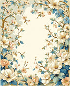 Floral Branch With Peach Blue Blooms Rug