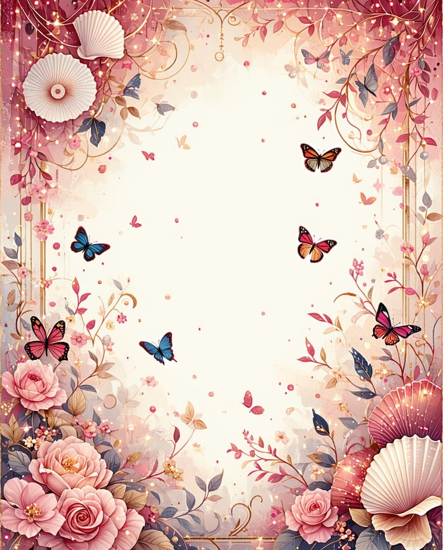 Whimsical Floral Butterflies Design Rug