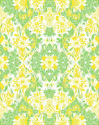Vibrant Yellow Green Floral Pattern Rug
