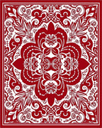 Red And White Intricate Floral Pattern Rug