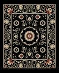 Vintage Floral Medallion Black Rug