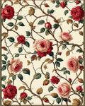 Vintage Rose Vine Floral Pattern Rug
