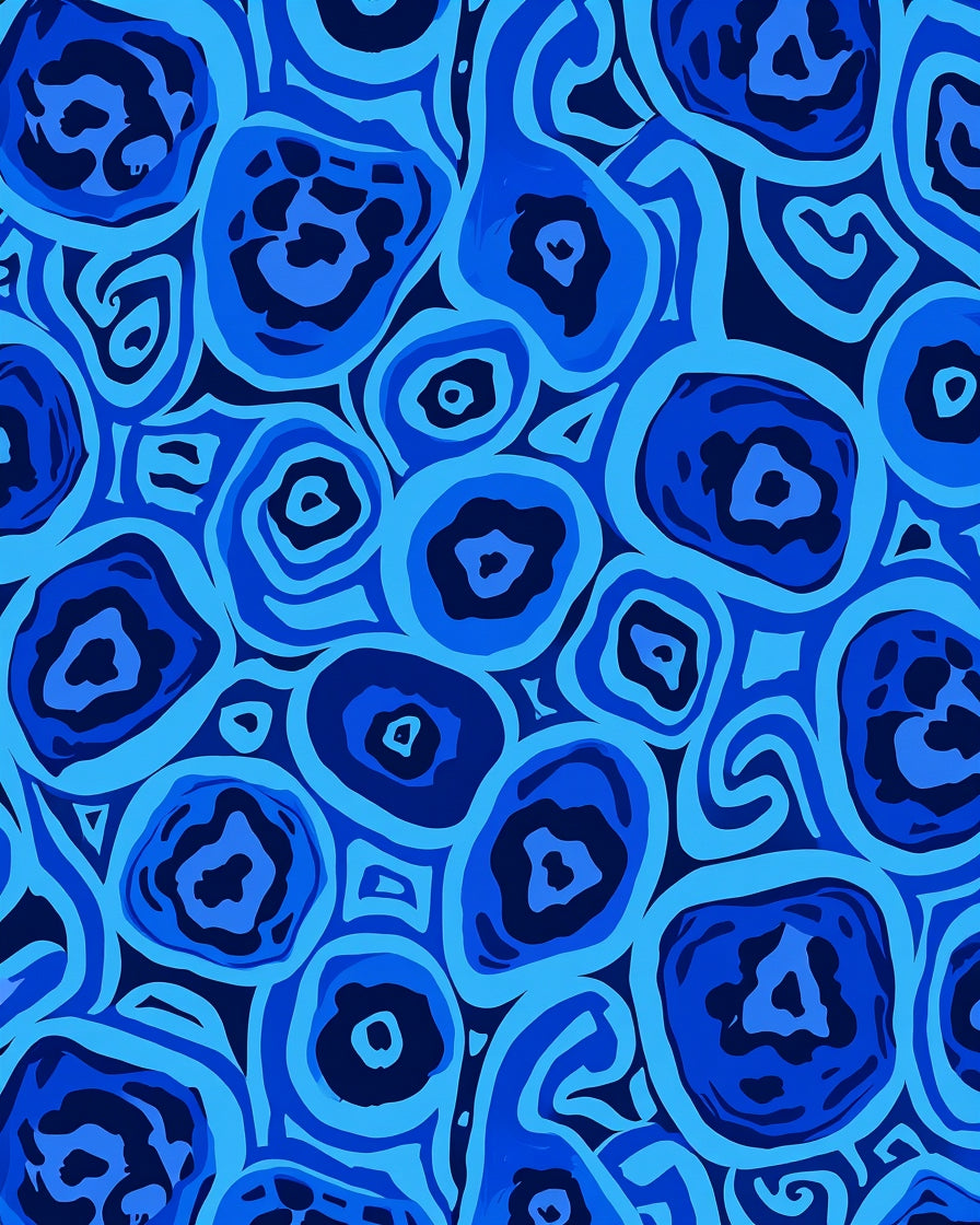 Bold Blue Abstract Organic Shapes Rug