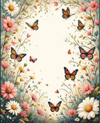 Spring Butterflies Blooming Garden Pattern Rug