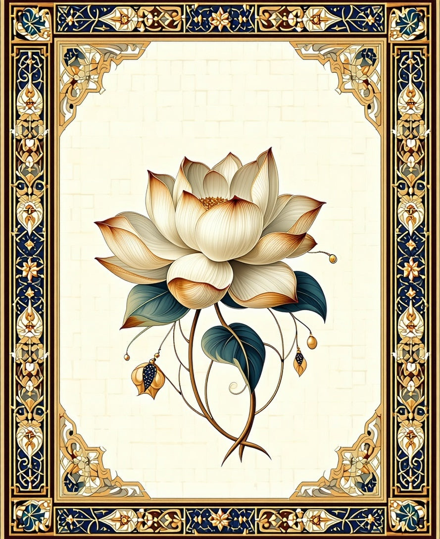 Ornate Floral Lotus Design Rug