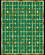 Emerald Gold Geometric Diamond Pattern Rug