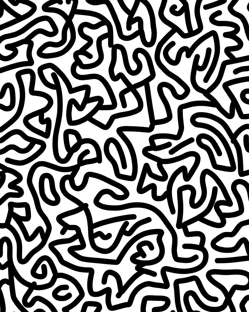 Bold Abstract Black Line Art Rug
