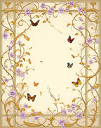 Elegant Floral Butterfly Frame Pattern Rug