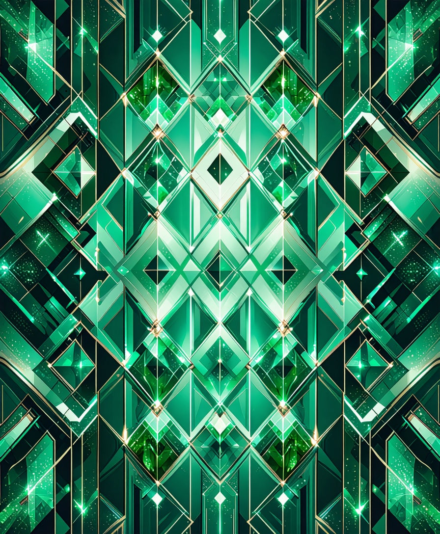 Emerald Geometric Crystal Design Rug