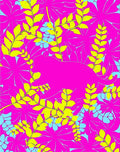 Vibrant Pink Floral Animal Silhouette Rug