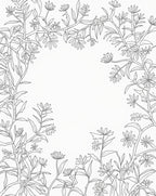 Branching Floral Outline Garden Pattern Rug