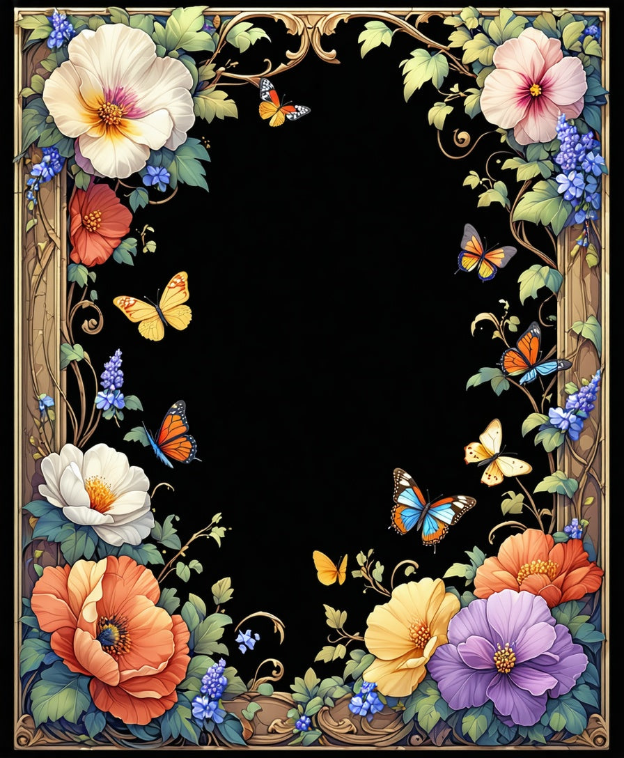 Vibrant Floral Butterflies Garden Design Rug