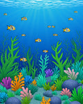 Underwater Coral Reef Fish Graphic Pattern Rug