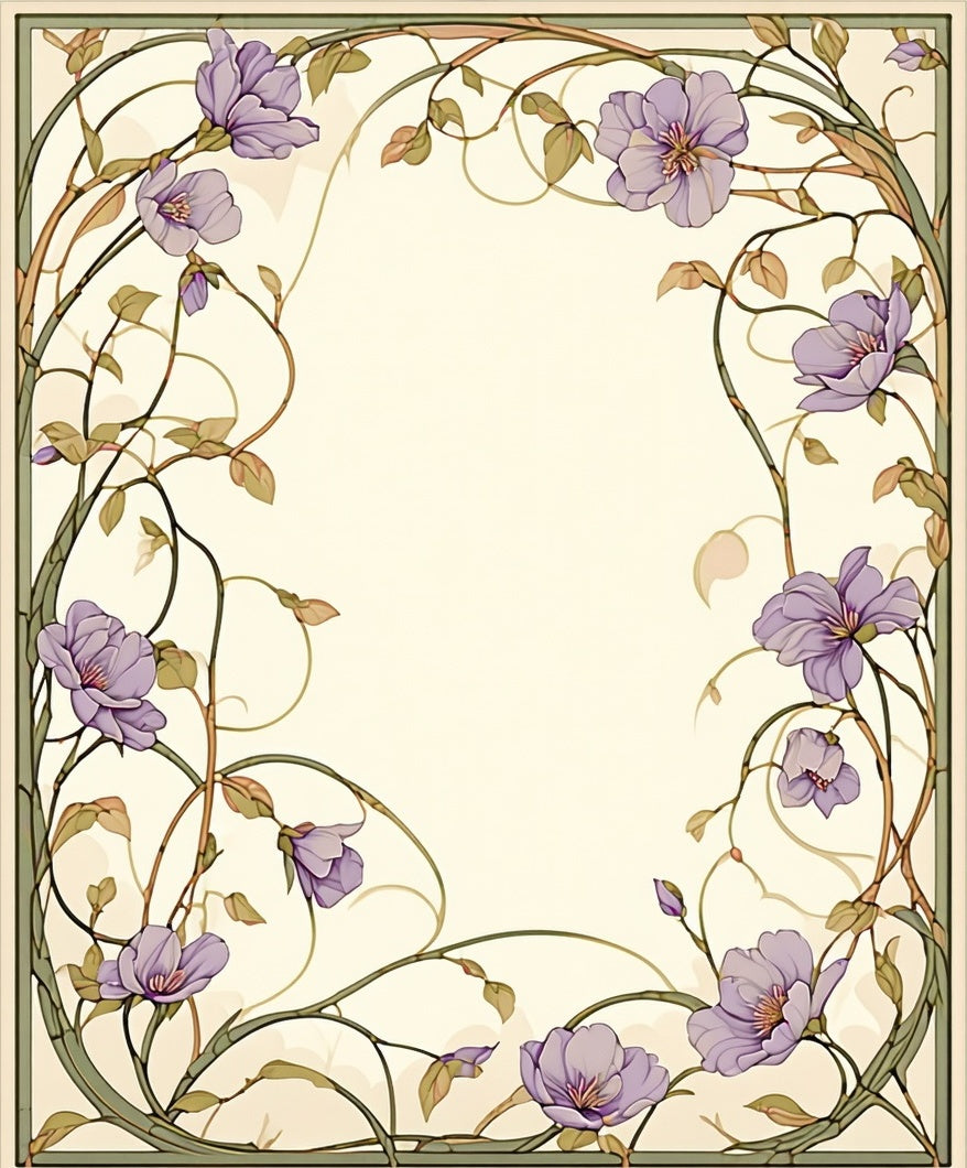 Vineyard Floral Lilac Art Nouveau Design Rug