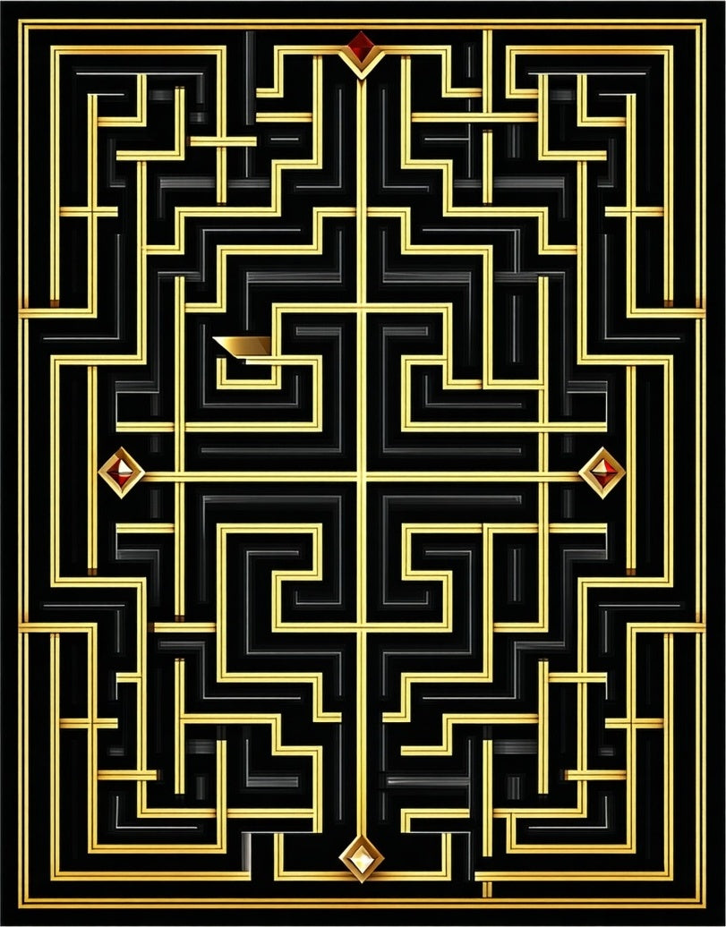 Black Gold Geometric Maze Rug